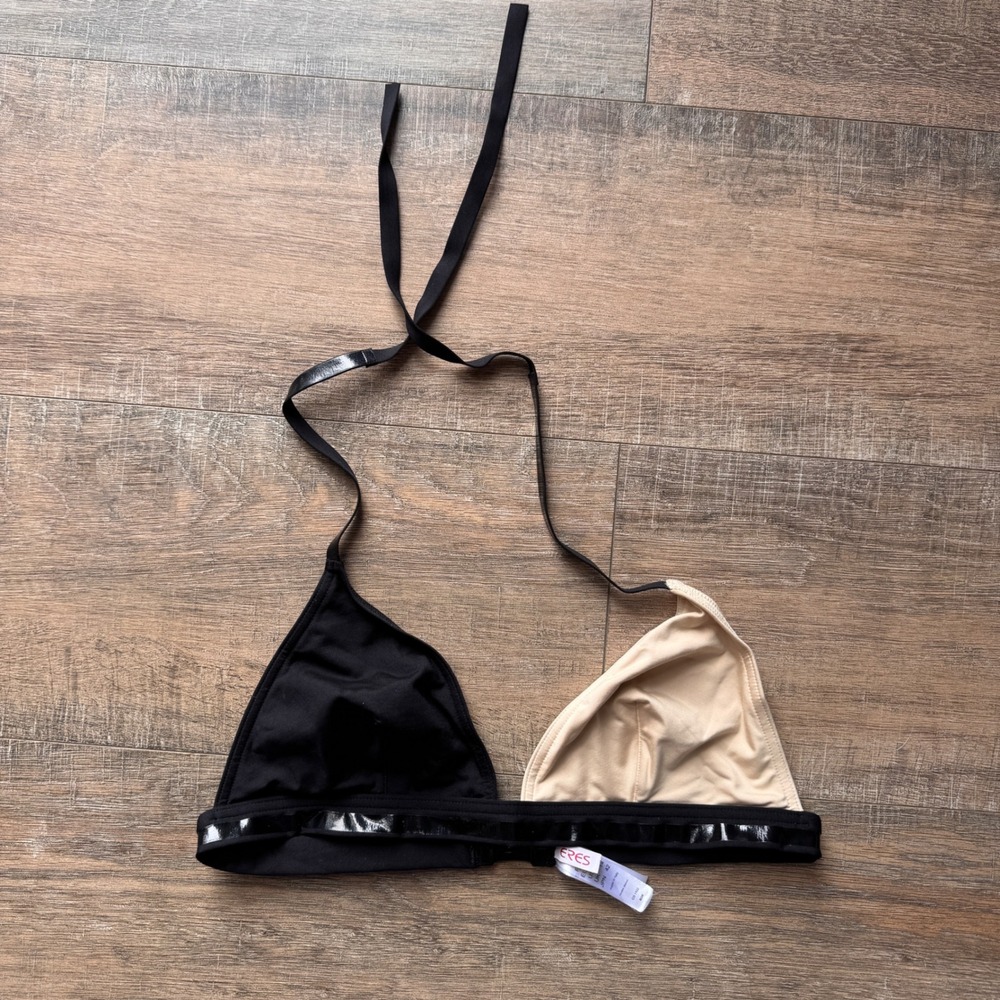 Eres Paris Palace Bicolour Triangle Bikini Top Black Beige US 10 Made in Italy